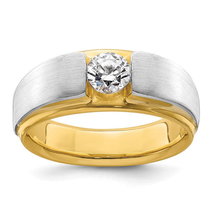 14K Bicolor Herrenring mit 0,75 ct. im Labor gezüchteten Diamanten, VS/SI+ G+, satiniert