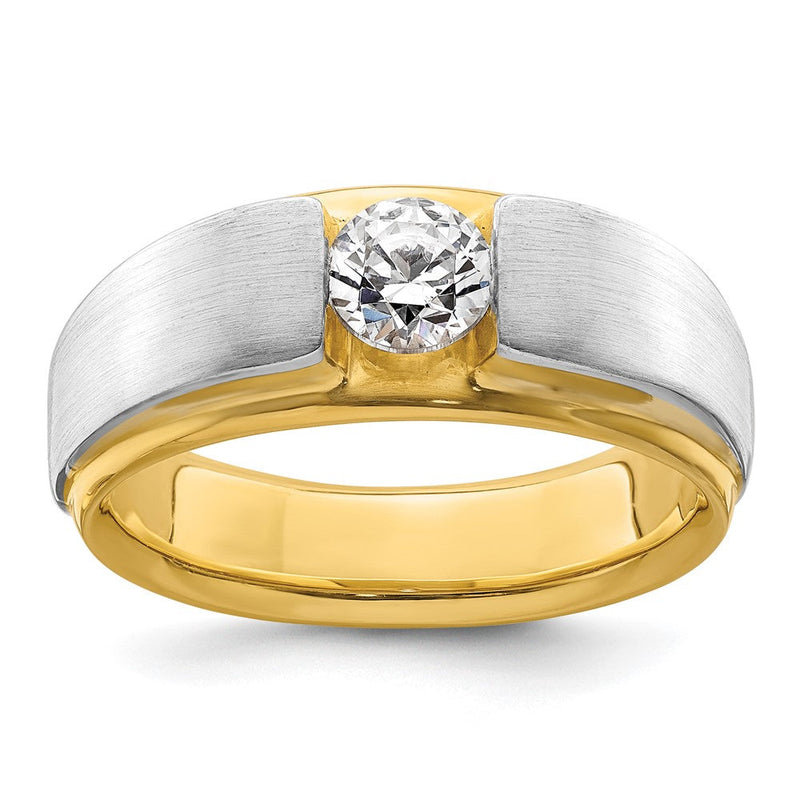 14K Bicolor Herrenring mit 0,75 ct. im Labor gezüchteten Diamanten, VS/SI+ G+, satiniert