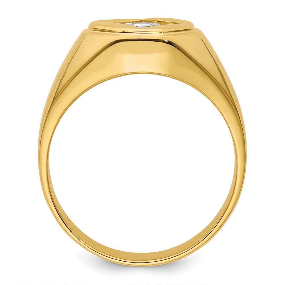 14K Gelbgold Herrenring, 1 ct. Labor gezüchteter Diamant VS/SI+ G+, komplett poliert und satiniert