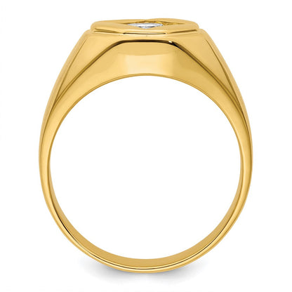 14K Gelbgold Herrenring, 1 ct. Labor gezüchteter Diamant VS/SI+ G+, komplett poliert und satiniert