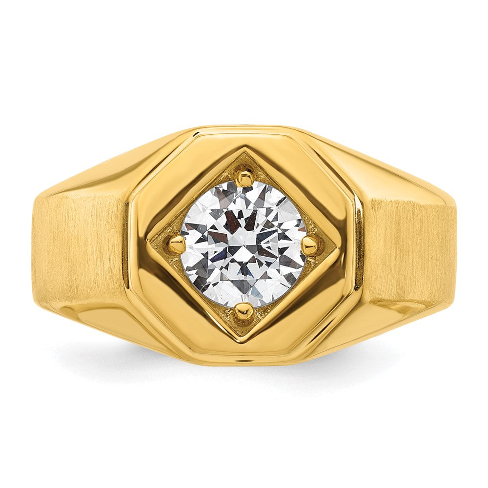 14K Gelbgold Herrenring, 1 ct. Labor gezüchteter Diamant VS/SI+ G+, komplett poliert und satiniert
