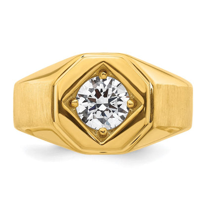 14K Gelbgold Herrenring, 1 ct. Labor gezüchteter Diamant VS/SI+ G+, komplett poliert und satiniert