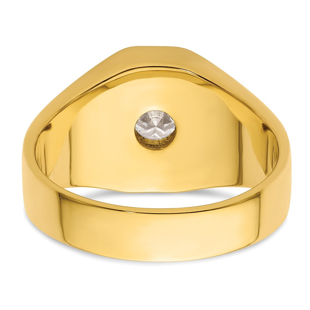 14K Gelbgold Herrenring, 1 ct. Labor gezüchteter Diamant VS/SI+ G+, komplett poliert und satiniert