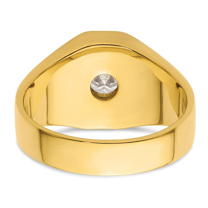 14K Gelbgold Herrenring, 1 ct. Labor gezüchteter Diamant VS/SI+ G+, komplett poliert und satiniert