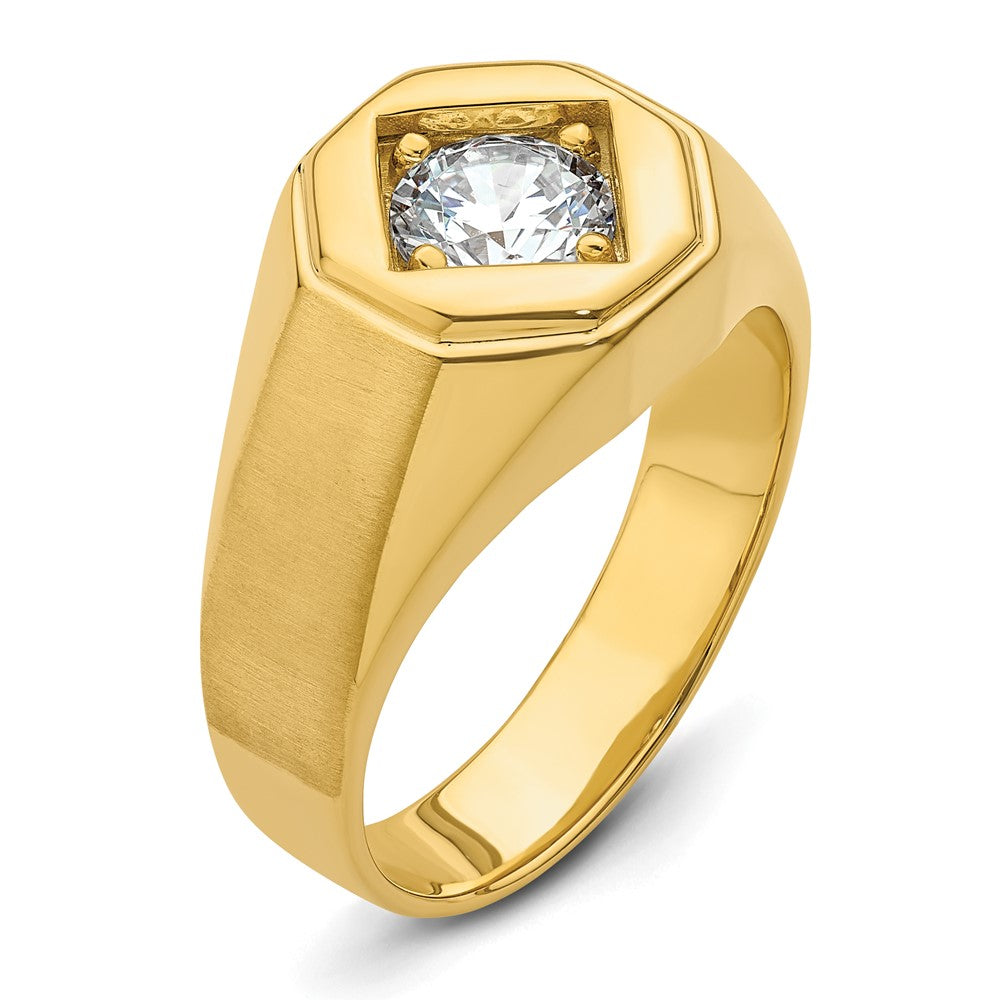 14K Gelbgold Herrenring, 1 ct. Labor gezüchteter Diamant VS/SI+ G+, komplett poliert und satiniert