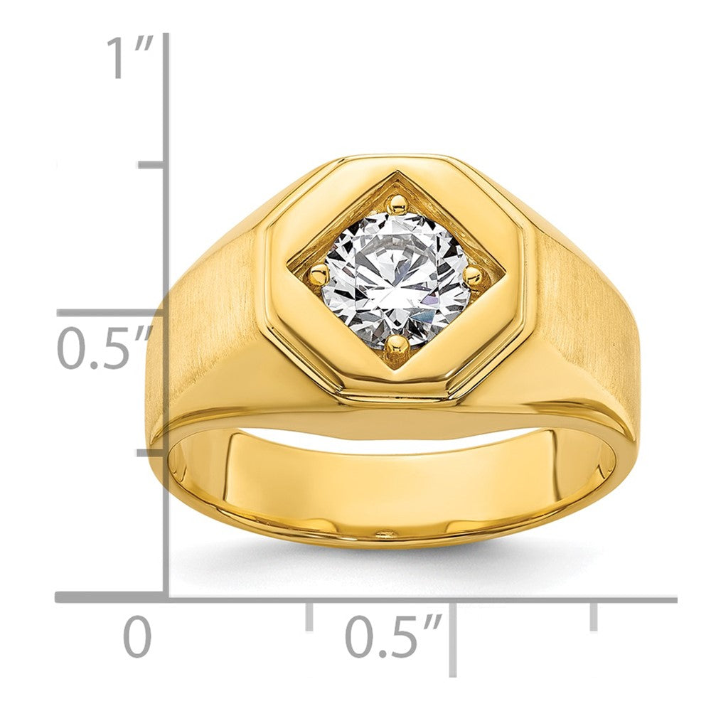 14K Gelbgold Herrenring, 1 ct. Labor gezüchteter Diamant VS/SI+ G+, komplett poliert und satiniert