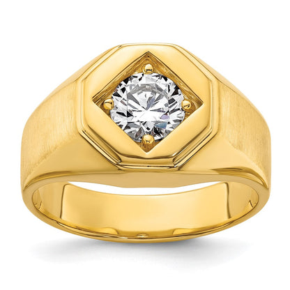 14K Gelbgold Herrenring, 1 ct. Labor gezüchteter Diamant VS/SI+ G+, komplett poliert und satiniert
