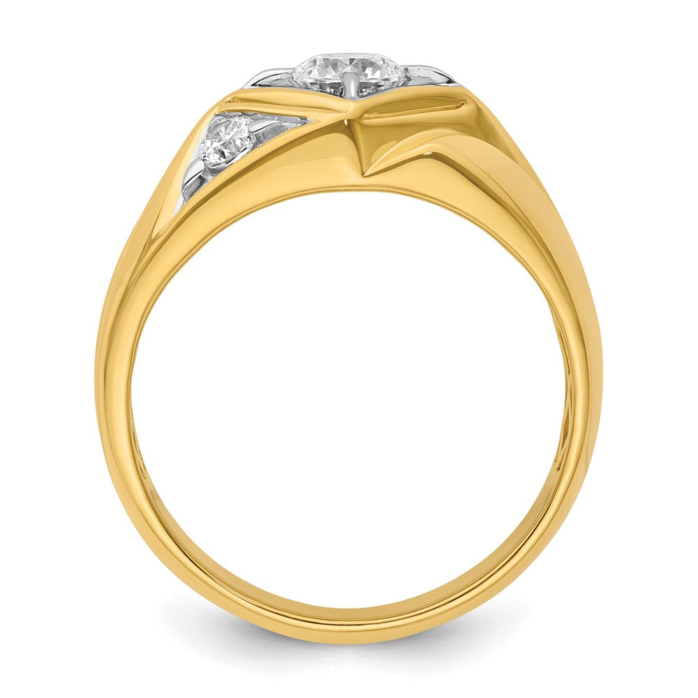 14K Gelbgold & Rhodium mit Weiß 0,75 ct. Labor gezüchteten Diamant VS/SI+ G+ poliert und satiniert Herrenring