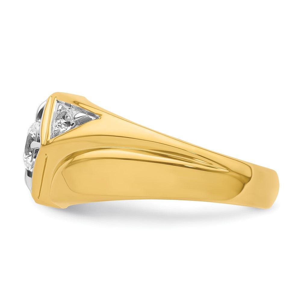 14K Gelbgold & Rhodium mit Weiß 0,75 ct. Labor gezüchteten Diamant VS/SI+ G+ poliert und satiniert Herrenring