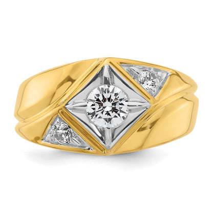 14K Gelbgold & Rhodium mit Weiß 0,75 ct. Labor gezüchteten Diamant VS/SI+ G+ poliert und satiniert Herrenring
