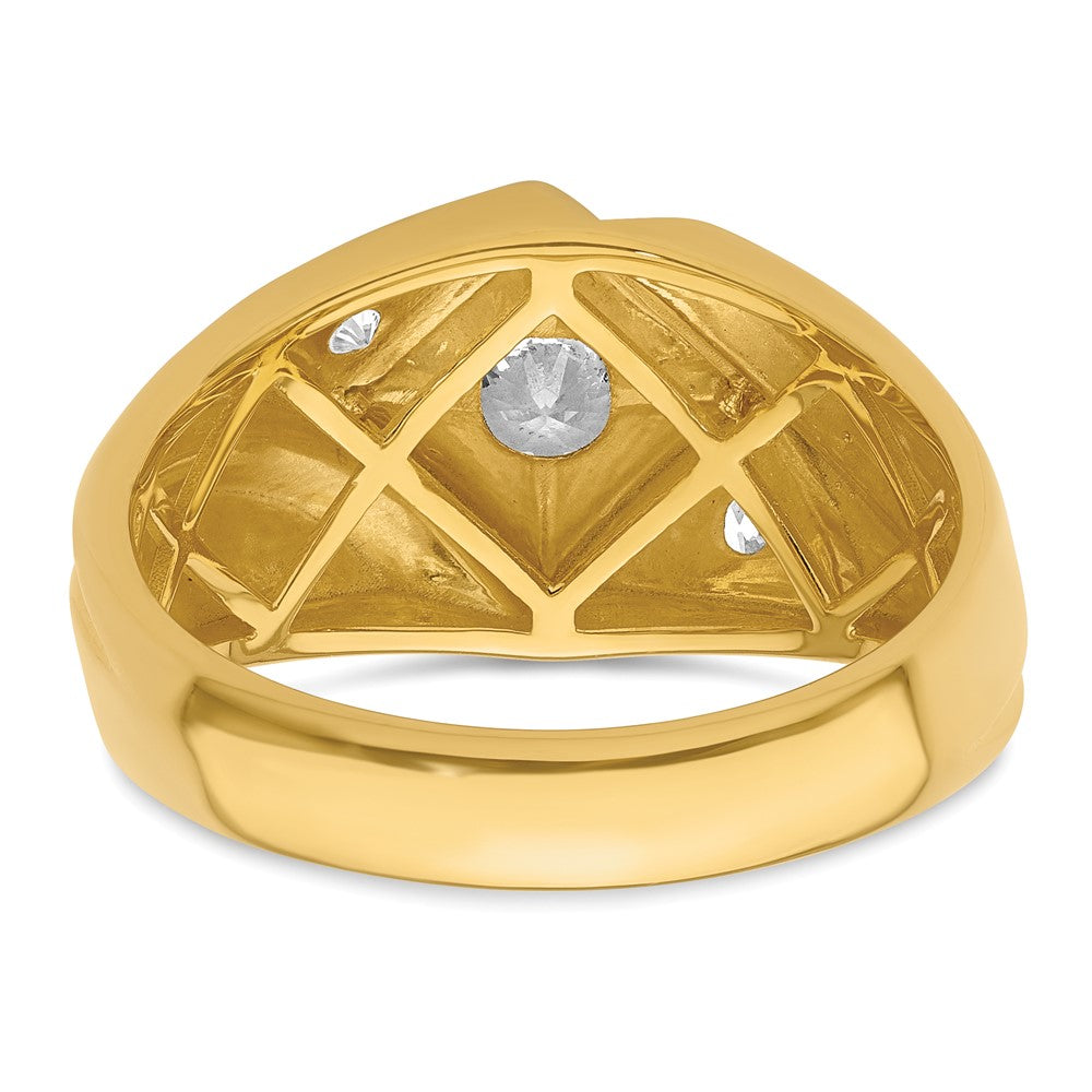 14K Gelbgold & Rhodium mit Weiß 0,75 ct. Labor gezüchteten Diamant VS/SI+ G+ poliert und satiniert Herrenring