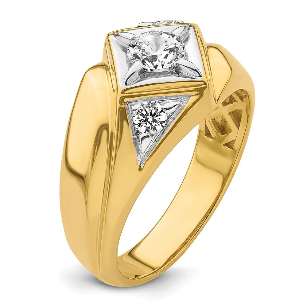 14K Gelbgold & Rhodium mit Weiß 0,75 ct. Labor gezüchteten Diamant VS/SI+ G+ poliert und satiniert Herrenring