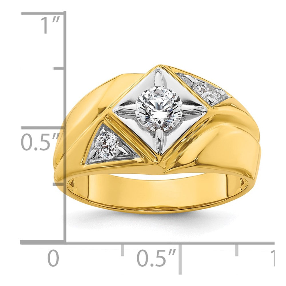 14K Gelbgold & Rhodium mit Weiß 0,75 ct. Labor gezüchteten Diamant VS/SI+ G+ poliert und satiniert Herrenring