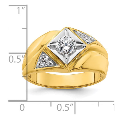 14K Gelbgold & Rhodium mit Weiß 0,75 ct. Labor gezüchteten Diamant VS/SI+ G+ poliert und satiniert Herrenring