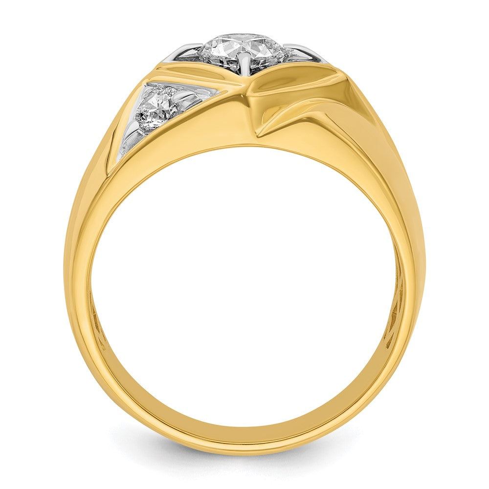 14K Gelbgold mit Weißrhodium 0,875 ct. Laborgezüchtetem Diamant VS/SI+ G+ Komplett Poliert und Satiniert Herrenring