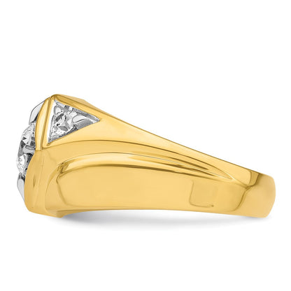 14K Gelbgold mit Weißrhodium 0,875 ct. Laborgezüchtetem Diamant VS/SI+ G+ Komplett Poliert und Satiniert Herrenring