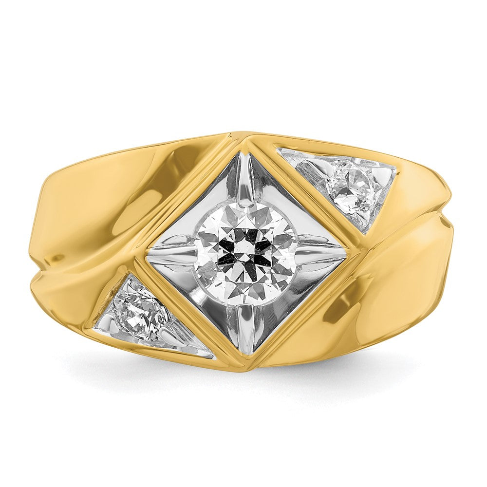 14K Gelbgold mit Weißrhodium 0,875 ct. Laborgezüchtetem Diamant VS/SI+ G+ Komplett Poliert und Satiniert Herrenring