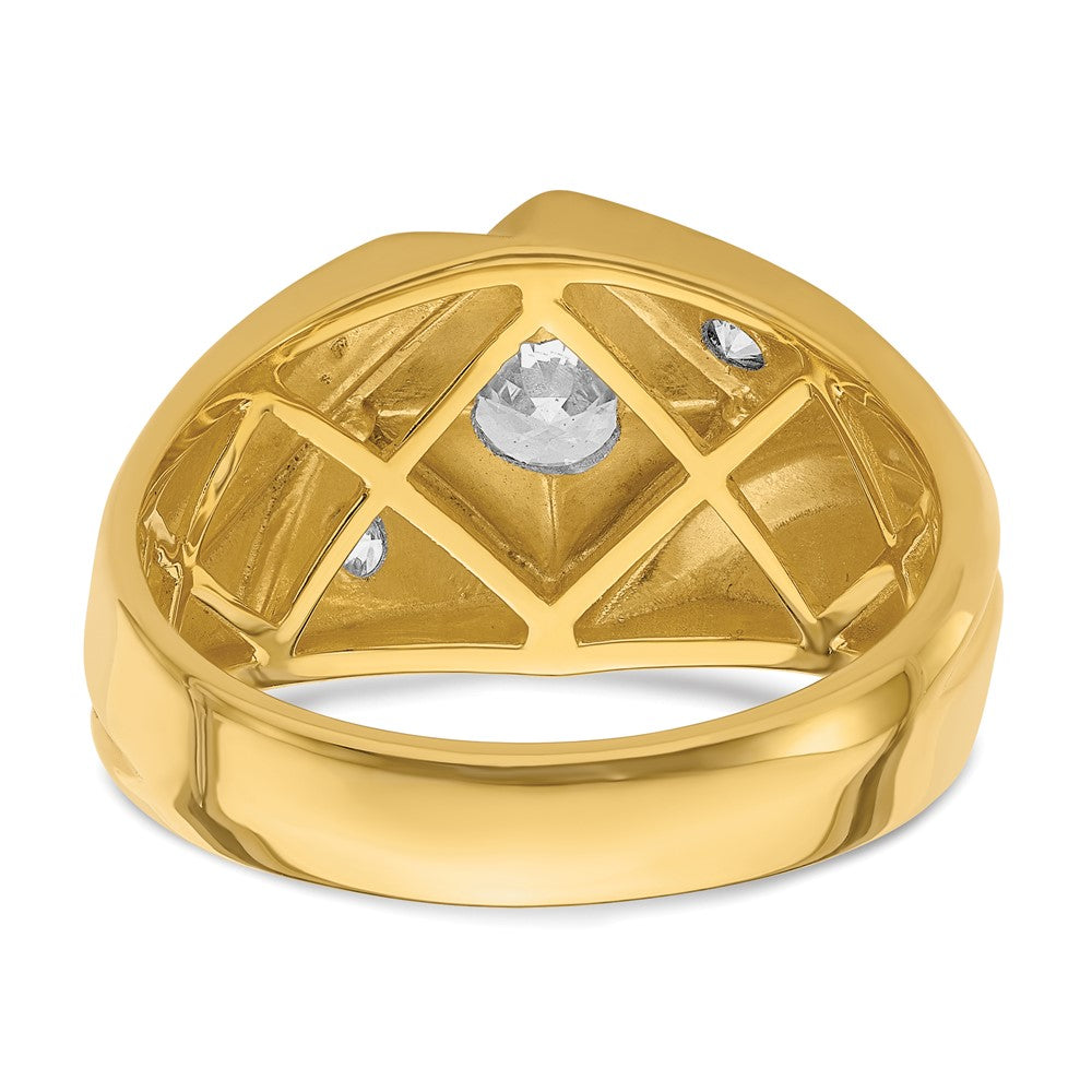 14K Gelbgold mit Weißrhodium 0,875 ct. Laborgezüchtetem Diamant VS/SI+ G+ Komplett Poliert und Satiniert Herrenring