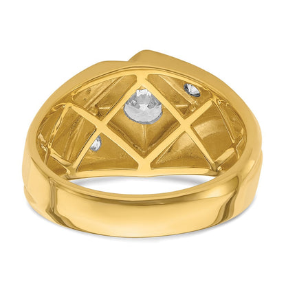 14K Gelbgold mit Weißrhodium 0,875 ct. Laborgezüchtetem Diamant VS/SI+ G+ Komplett Poliert und Satiniert Herrenring