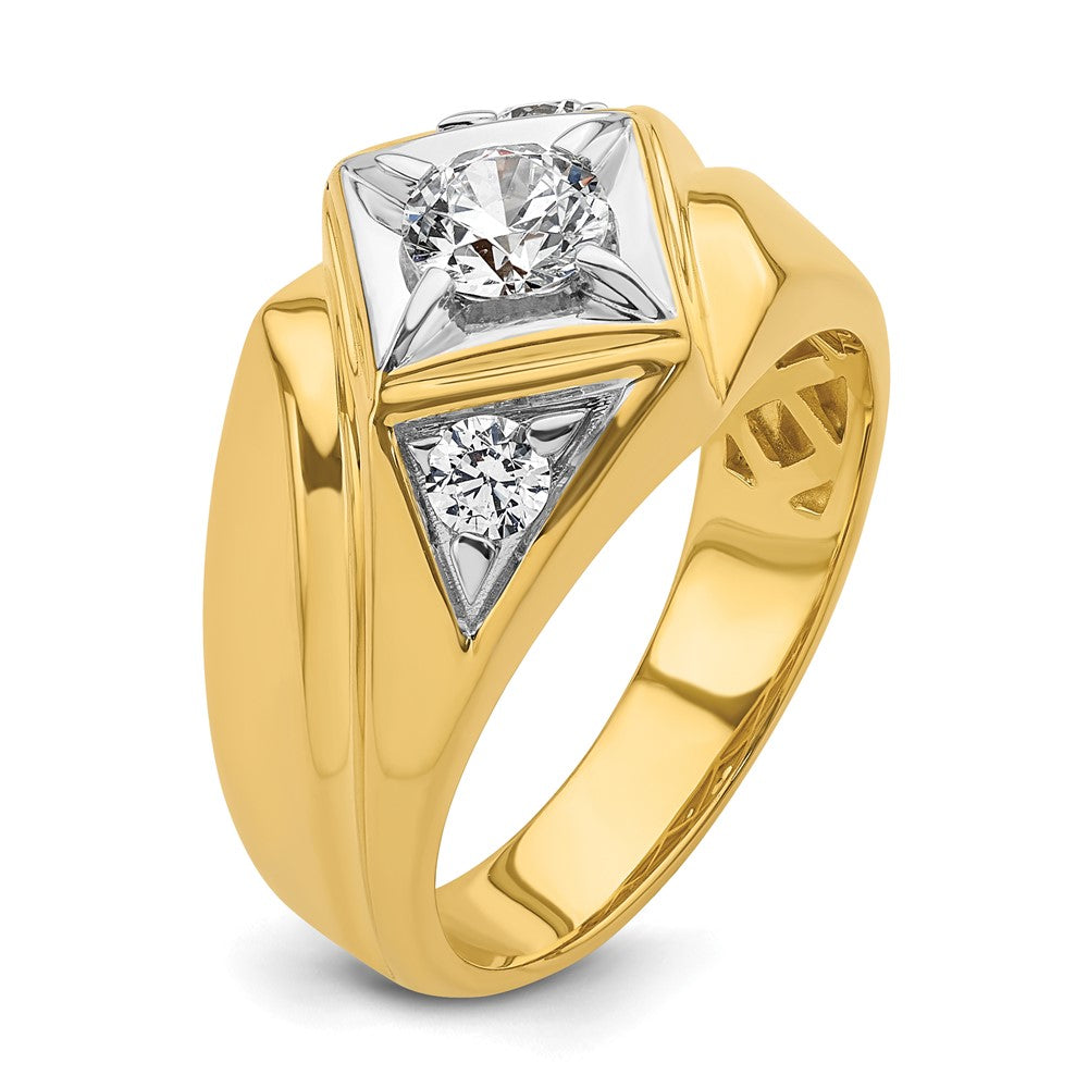 14K Gelbgold mit Weißrhodium 0,875 ct. Laborgezüchtetem Diamant VS/SI+ G+ Komplett Poliert und Satiniert Herrenring