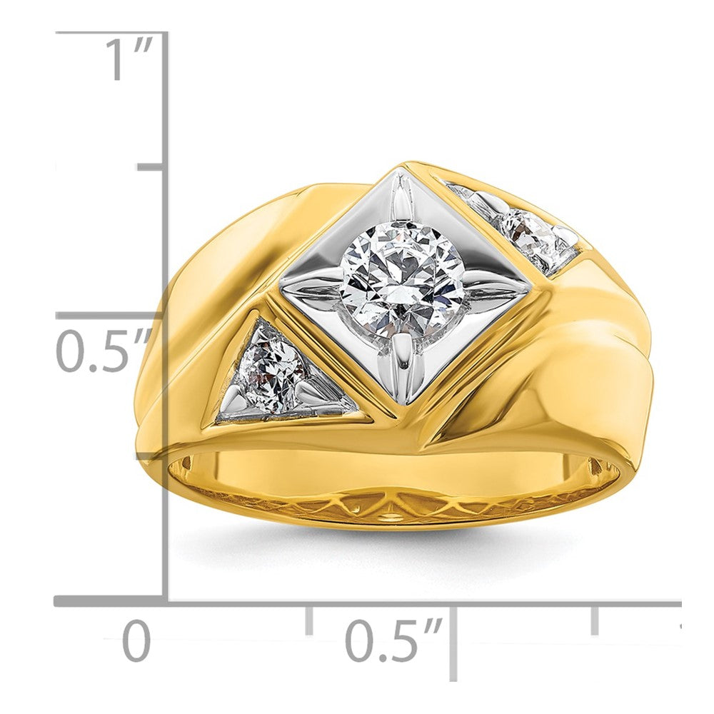 14K Gelbgold mit Weißrhodium 0,875 ct. Laborgezüchtetem Diamant VS/SI+ G+ Komplett Poliert und Satiniert Herrenring