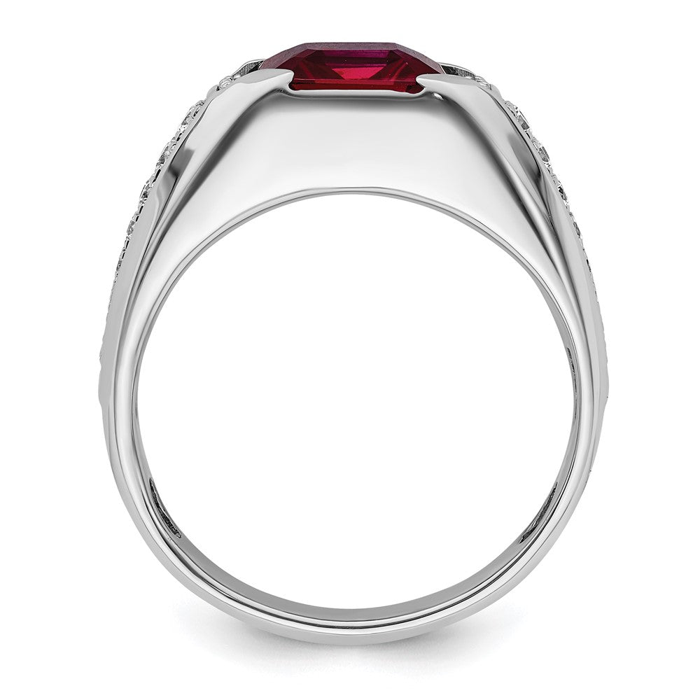 14K Weißgold 5/8 Ct. Im Labor Gezüchtet Diamant Vs/si+ G+ und Erzeugt Rubin Herren Ring