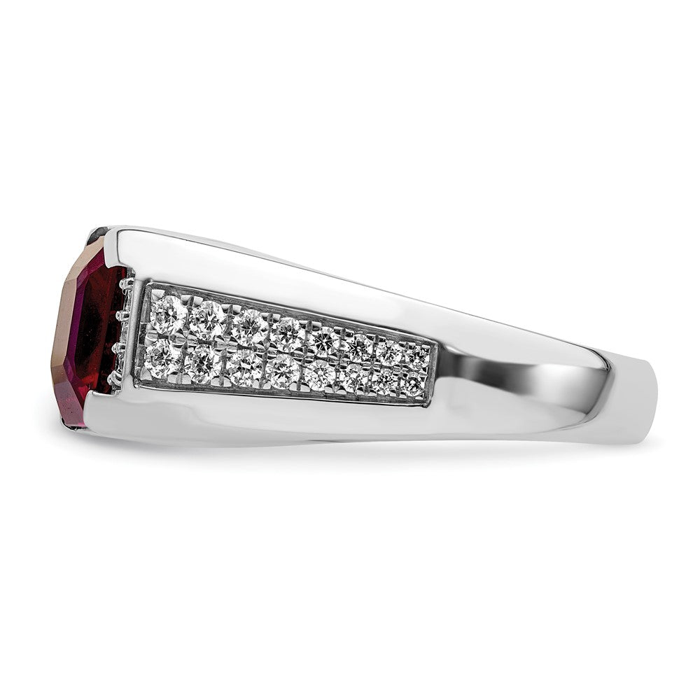 14K Weißgold 5/8 Ct. Im Labor Gezüchtet Diamant Vs/si+ G+ und Erzeugt Rubin Herren Ring
