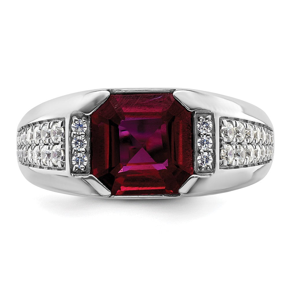 14K Weißgold 5/8 Ct. Im Labor Gezüchtet Diamant Vs/si+ G+ und Erzeugt Rubin Herren Ring
