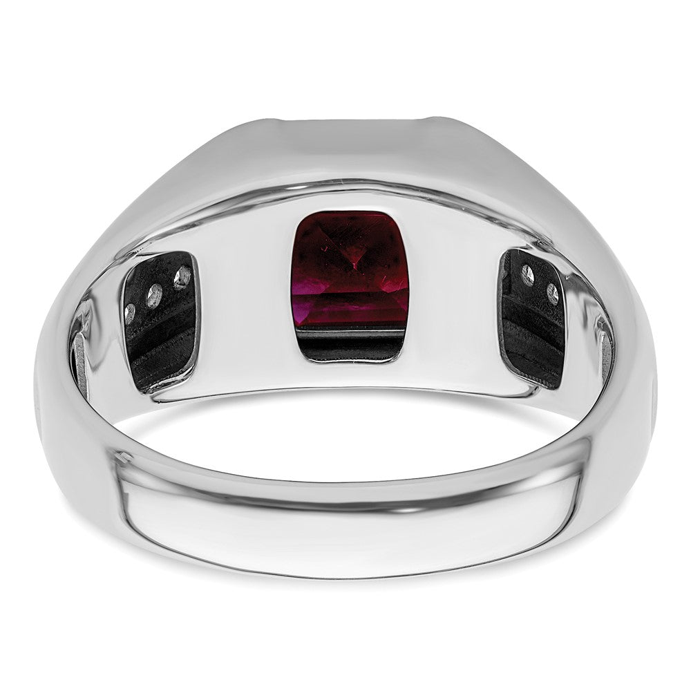 14K Weißgold 5/8 Ct. Im Labor Gezüchtet Diamant Vs/si+ G+ und Erzeugt Rubin Herren Ring