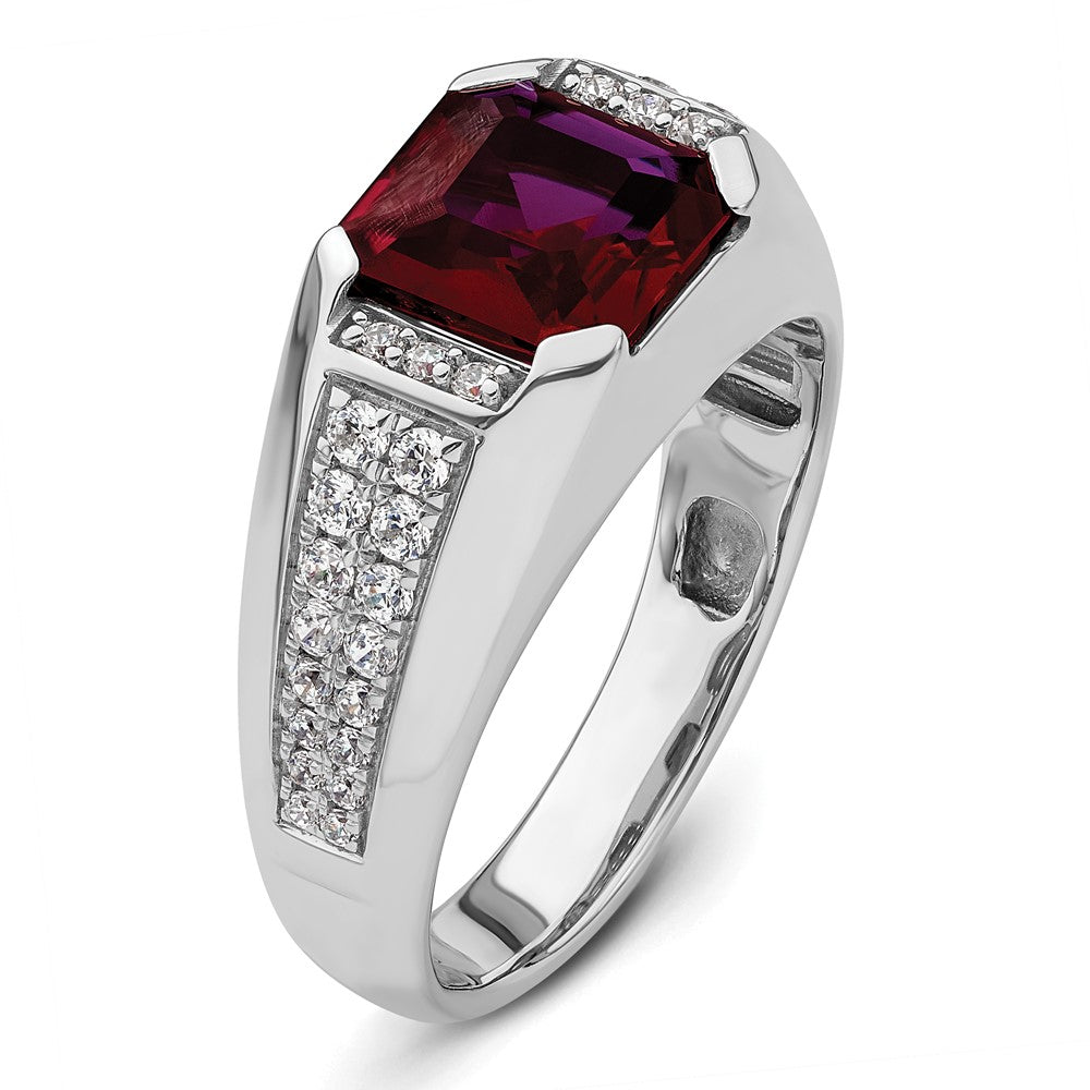14K Weißgold 5/8 Ct. Im Labor Gezüchtet Diamant Vs/si+ G+ und Erzeugt Rubin Herren Ring