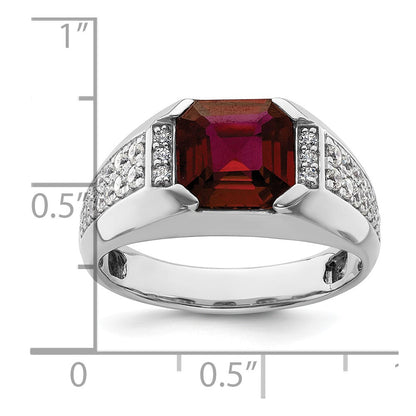 14K Weißgold 5/8 Ct. Im Labor Gezüchtet Diamant Vs/si+ G+ und Erzeugt Rubin Herren Ring