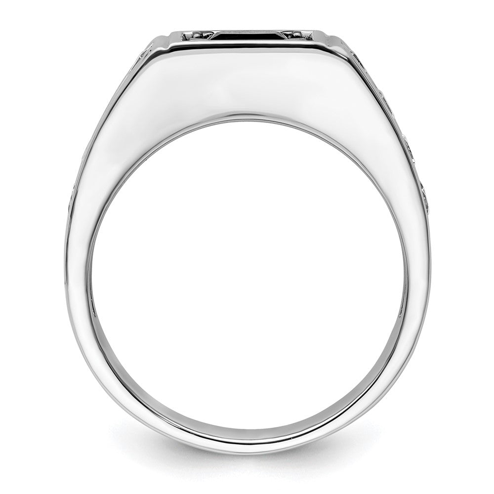 14K Weißgold Schwarz Rhodium 7/8 Ct. Im Labor Gezüchtet Diamant Vs/si+ G+ und Onyx Herren Ring