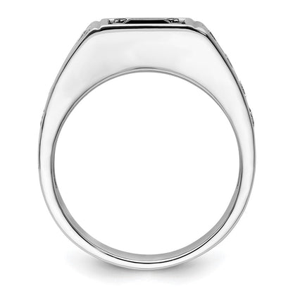 14K Weißgold Schwarz Rhodium 7/8 Ct. Im Labor Gezüchtet Diamant Vs/si+ G+ und Onyx Herren Ring
