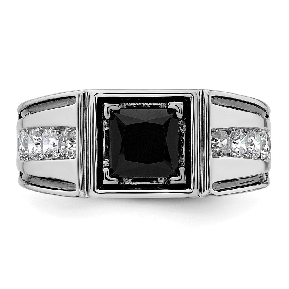 14K Weißgold Schwarz Rhodium 7/8 Ct. Im Labor Gezüchtet Diamant Vs/si+ G+ und Onyx Herren Ring