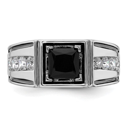 14K Weißgold Schwarz Rhodium 7/8 Ct. Im Labor Gezüchtet Diamant Vs/si+ G+ und Onyx Herren Ring