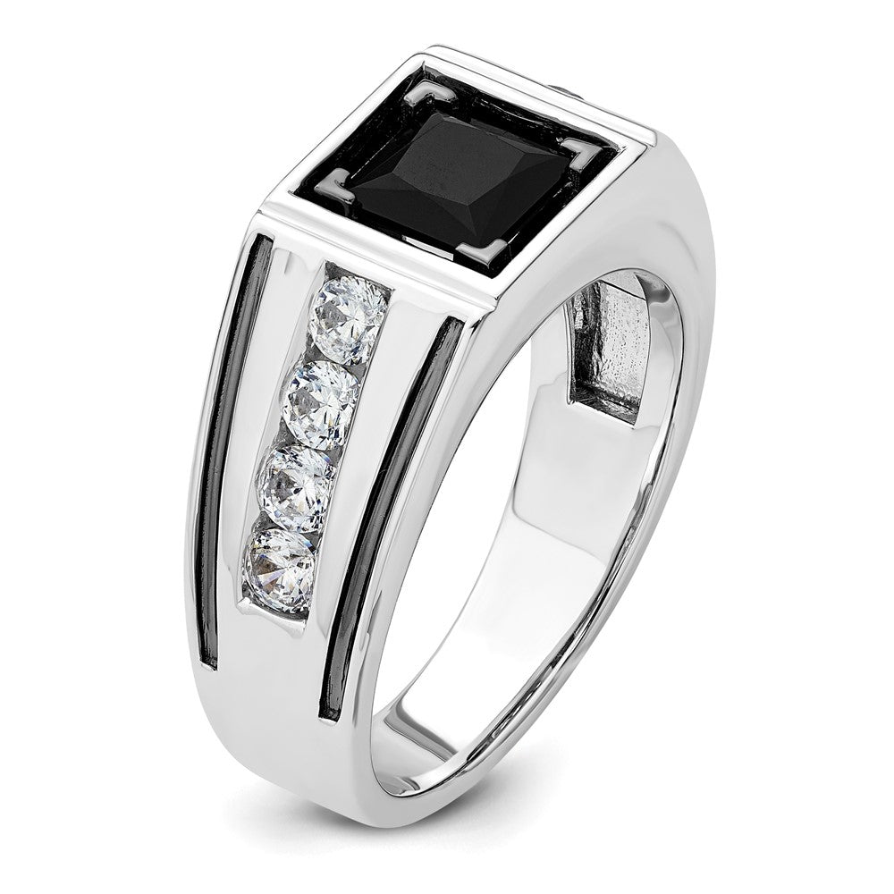 14K Weißgold Schwarz Rhodium 7/8 Ct. Im Labor Gezüchtet Diamant Vs/si+ G+ und Onyx Herren Ring