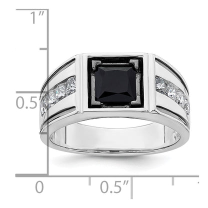14K Weißgold Schwarz Rhodium 7/8 Ct. Im Labor Gezüchtet Diamant Vs/si+ G+ und Onyx Herren Ring