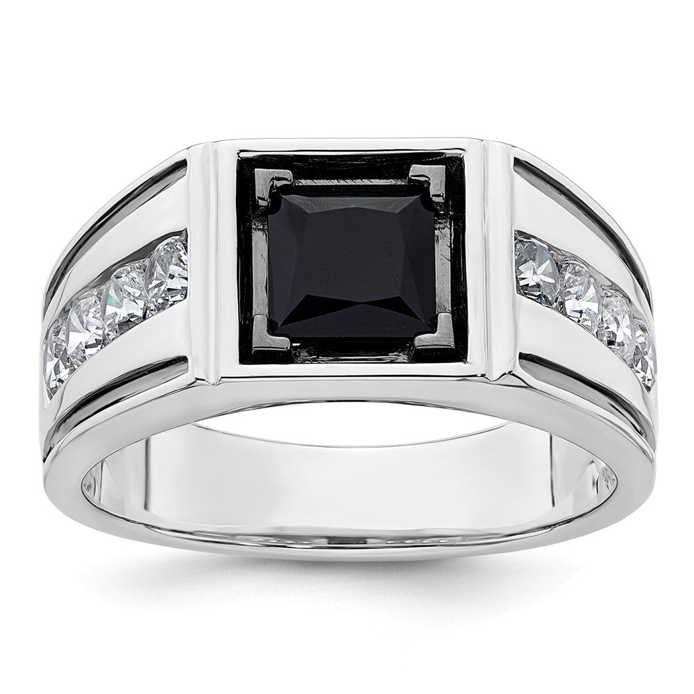 14K Weißgold Schwarz Rhodium 7/8 Ct. Im Labor Gezüchtet Diamant Vs/si+ G+ und Onyx Herren Ring