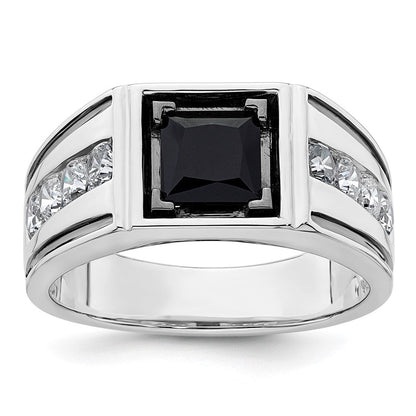 14K Weißgold Schwarz Rhodium 7/8 Ct. Im Labor Gezüchtet Diamant Vs/si+ G+ und Onyx Herren Ring
