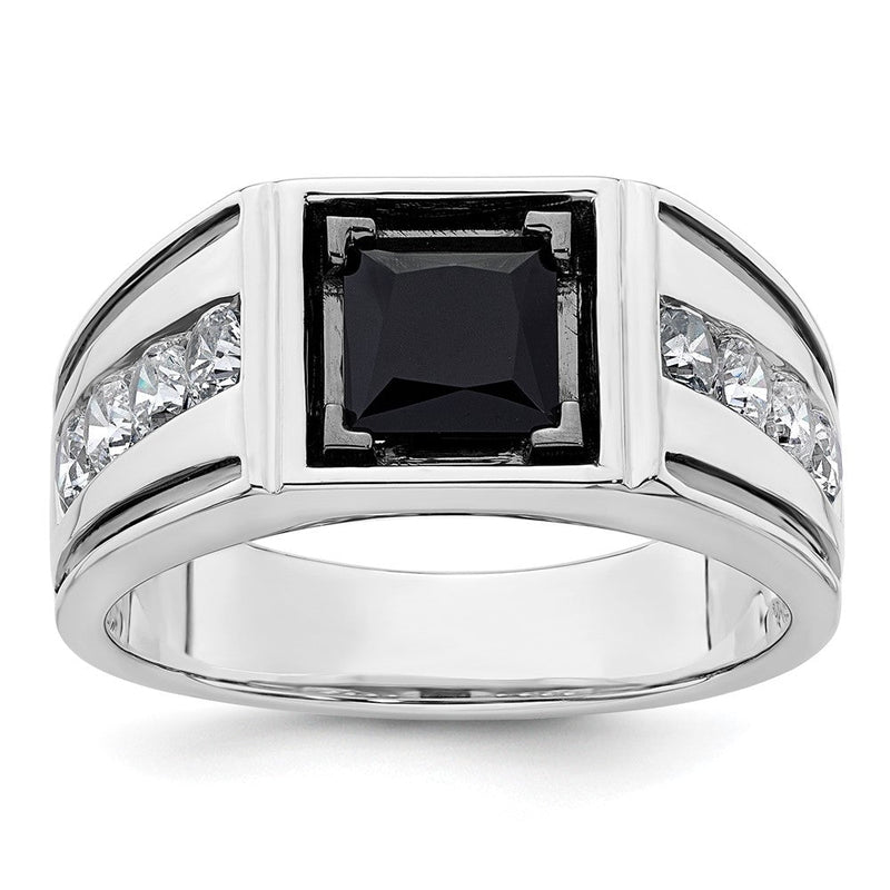 14K Weißgold Schwarz Rhodium 7/8 Ct. Im Labor Gezüchtet Diamant Vs/si+ G+ und Onyx Herren Ring