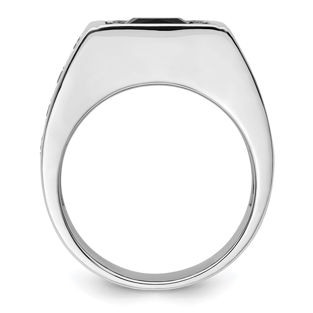14K Weißgold Schwarz Rhodium 1 1/3 Ct. Im Labor Gezüchtet Diamant Vs/si+ G+ und Onyx Herren Ring