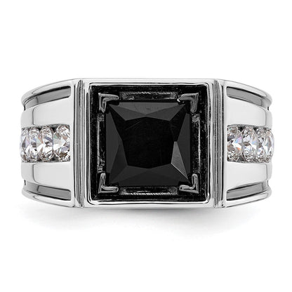 14K Weißgold Schwarz Rhodium 1 1/3 Ct. Im Labor Gezüchtet Diamant Vs/si+ G+ und Onyx Herren Ring
