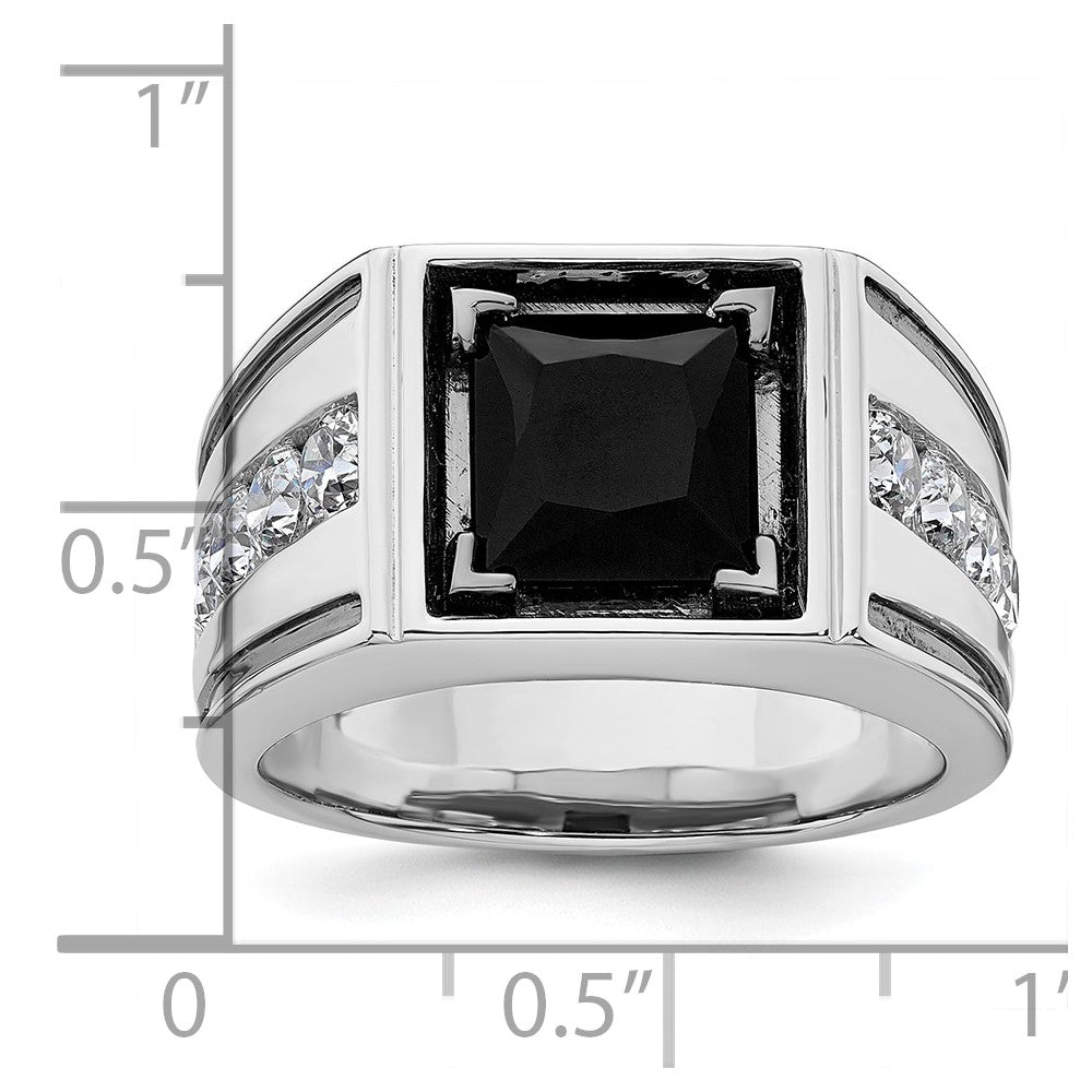 14K Weißgold Schwarz Rhodium 1 1/3 Ct. Im Labor Gezüchtet Diamant Vs/si+ G+ und Onyx Herren Ring