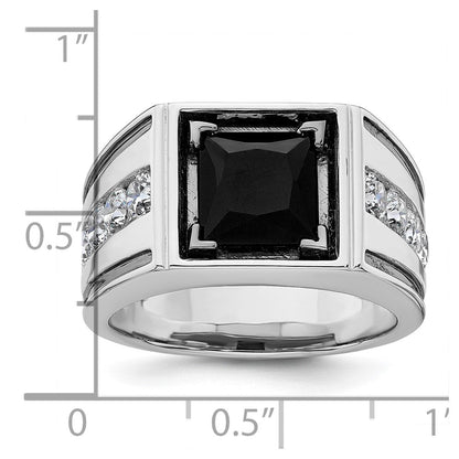 14K Weißgold Schwarz Rhodium 1 1/3 Ct. Im Labor Gezüchtet Diamant Vs/si+ G+ und Onyx Herren Ring