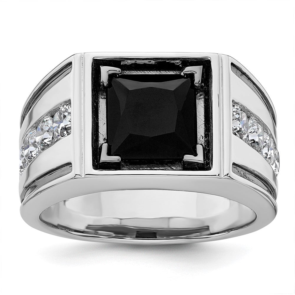 14K Weißgold Schwarz Rhodium 1 1/3 Ct. Im Labor Gezüchtet Diamant Vs/si+ G+ und Onyx Herren Ring