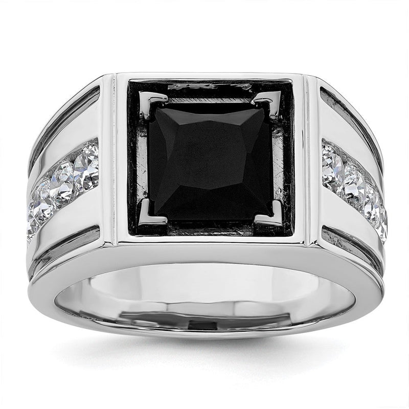 14K Weißgold Schwarz Rhodium 1 1/3 Ct. Im Labor Gezüchtet Diamant Vs/si+ G+ und Onyx Herren Ring