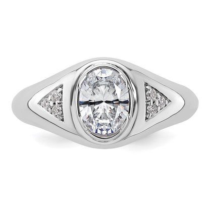 14K Weißgold Ring mit 1 ct. Labor-Diamant, oval, VS/SI+ G+, Herren