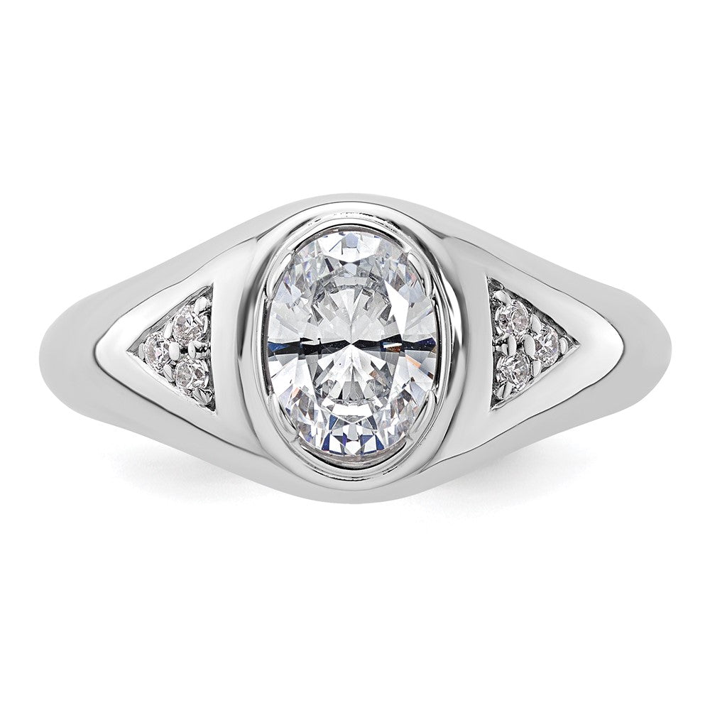 14K Weißgold Ring mit 0,1 ct. Laborgezüchteten Diamanten und 1 ct. Diamant im Ovalschliff, Herren