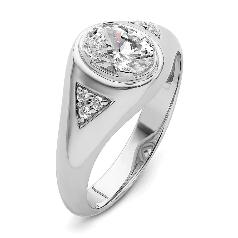 14K Weißgold Ring mit 1 ct. Labor-Diamant, oval, VS/SI+ G+, Herren