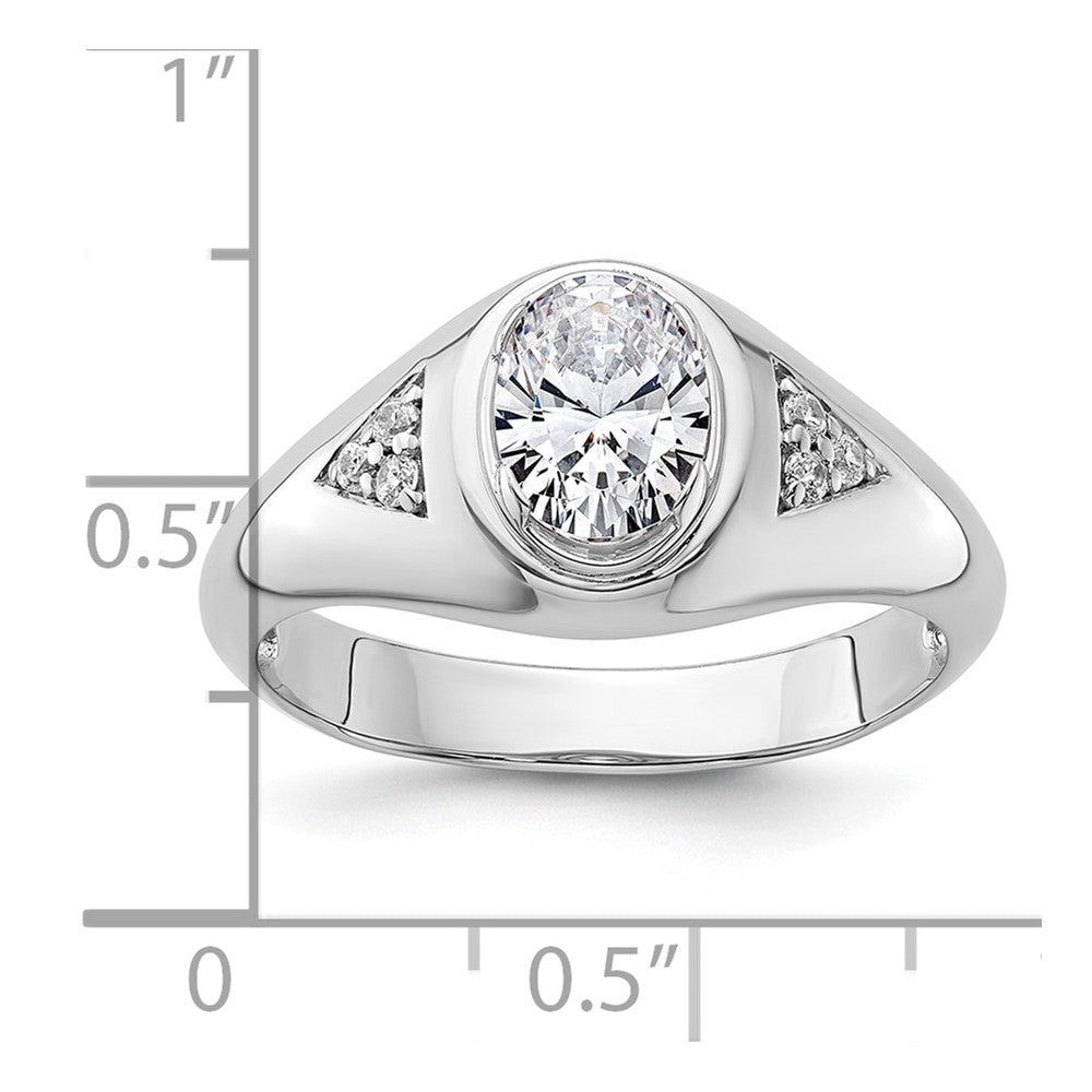 14K Weißgold Ring mit 0,1 ct. Laborgezüchteten Diamanten und 1 ct. Diamant im Ovalschliff, Herren